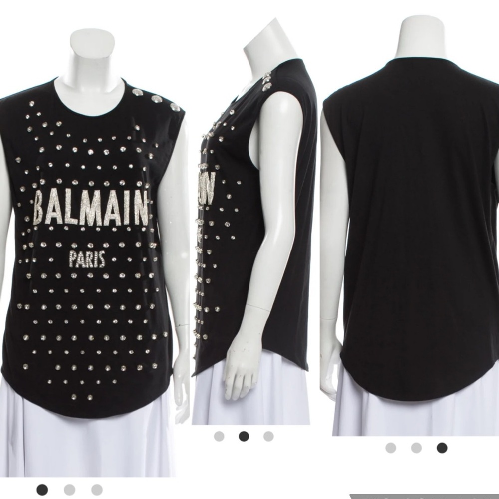Balmain Paris Crystal embellished black tank - 38 - Picture 8 of 11